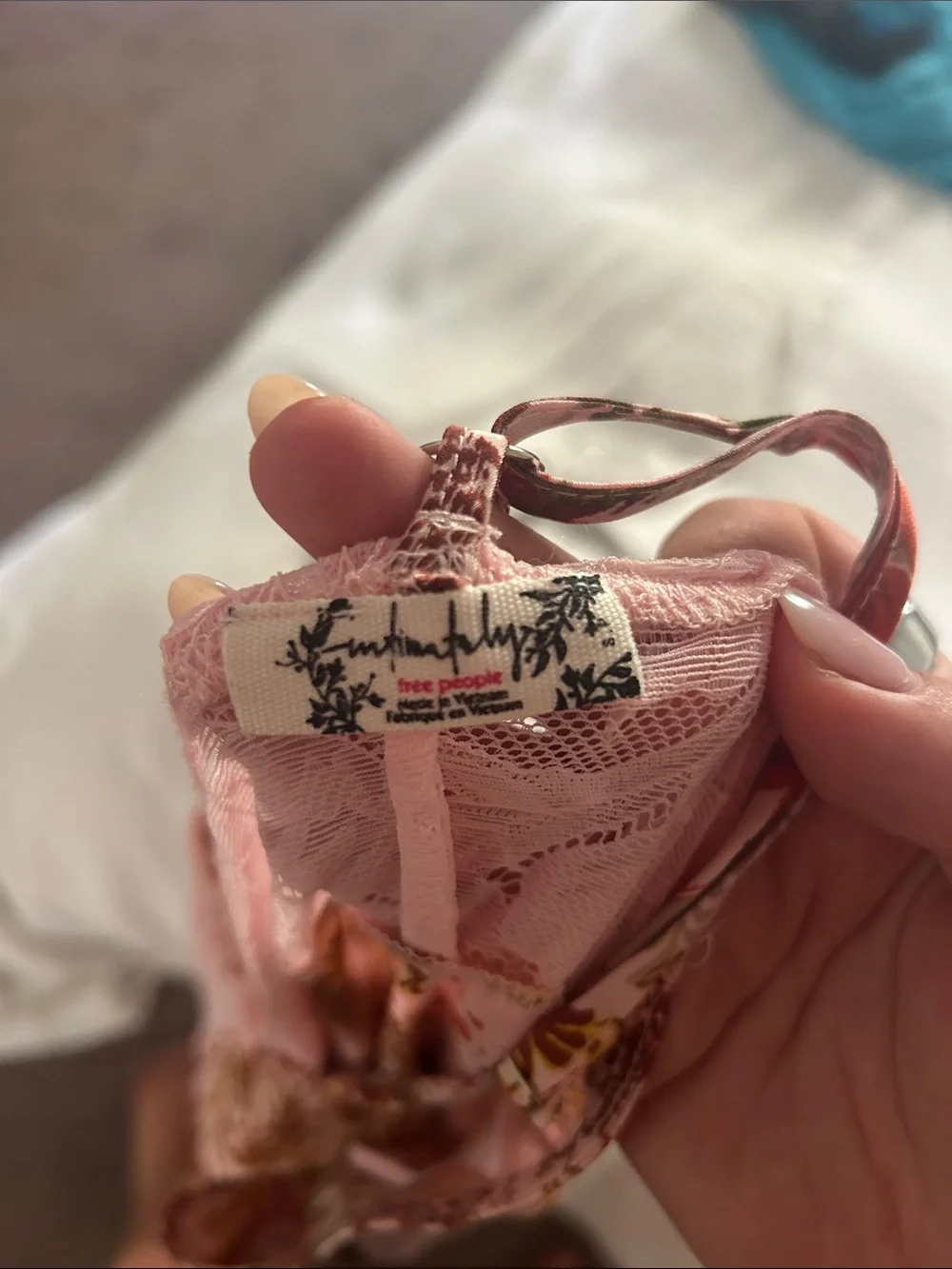 Free People Pink Floral Paisley Lace-Trim Slip
